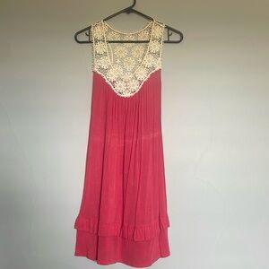 Pink Summer Dress with Lace